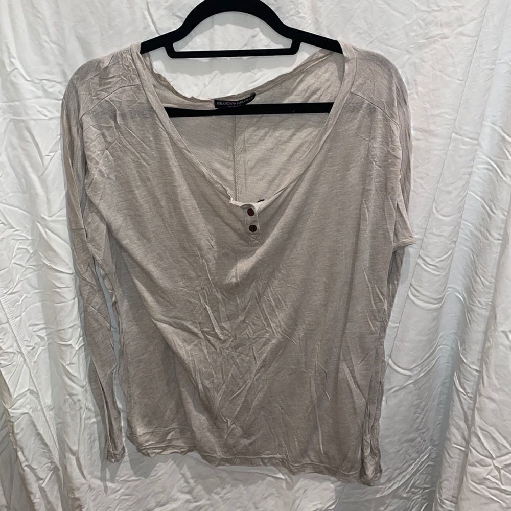 Brandy Melville beige long sleeve top one size